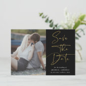 Invitation Photographie de la calligraphie Gold & Black Enreg (Debout devant)