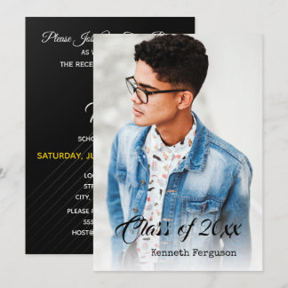 Invitation Photographie de la fête de graduation noire classi