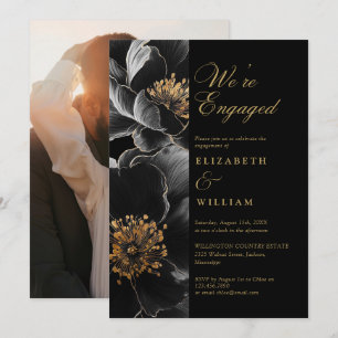 Invitation Photographie De La Partie D'Engagement Floral Chic