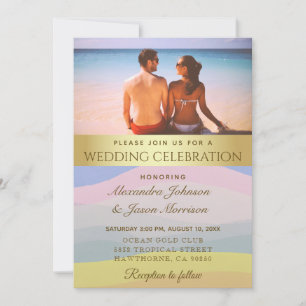 Invitation Photographie de mariage de la plage Gold Watercolo
