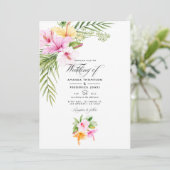 Invitation Photographie de mariage de plage florale tropicale (Debout devant)