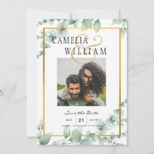 Invitation Photographie de mariage de verdure moderne Enregis
