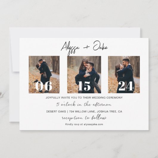 Invitation Photographie De Mariage Moderne Minimale Enregistr (Devant)
