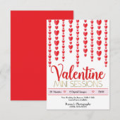 Invitation Photographie de mini-sessions Cœurs rouges de la S (Devant / Derrière)