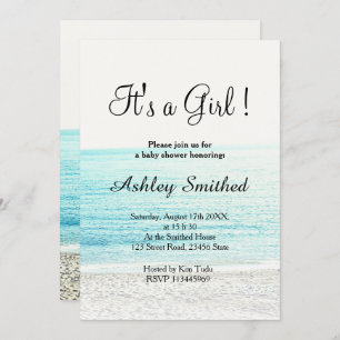 Invitation photographie de plage baby shower tropical moderne