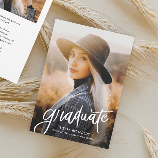 Invitation Photographie de script de fin d'études manuscrite