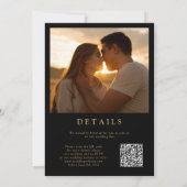 Invitation Photographie Florale Chic Noir Et Or Code QR Maria (Dos)