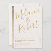 Invitation Photographie mariage en ivoire rayée or gras (Devant)