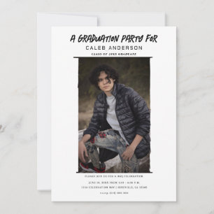 Invitation Photographie minimale blanche Fête de fin d'études