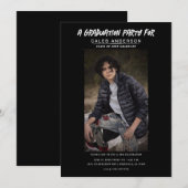 Invitation Photographie minimale Noire Fête de graduation (Devant / Derrière)