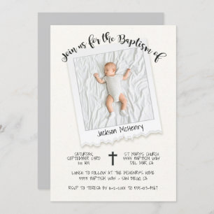 Invitation Photographie moderne Capture instantanée Baptême I