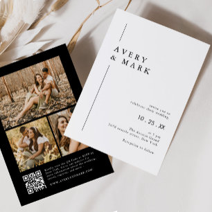 Invitation Photographie moderne en noir et blanc Collage de c