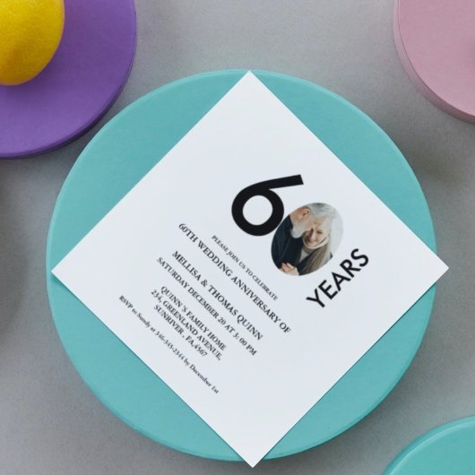 Invitation Photographie moderne et design 60E anniversaire de