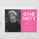 Invitation Photographie moderne Hot Pink Spray Paint Party Gr (Devant)