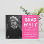 Invitation Photographie moderne Hot Pink Spray Paint Party Gr (Debout devant)