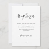 Invitation Photographie moderne noir et blanc Script bébé Bap (Dos)