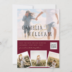 Invitation Photographie moderne QR Code Enregistrer Date Mari