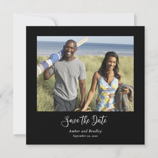 Invitation Photographie noir blanc classique Code QR Enregist (Devant)