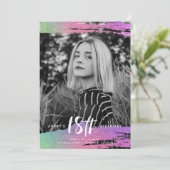 Invitation Photographie noir coloré blanc 18e anniversaire (Debout devant)