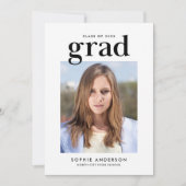 Invitation Photographie noir et blanc Serif Parti de graduati (Devant)