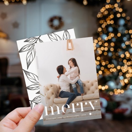 Invitation Photographie noir feuilleté blanc Imprimer Joyeux 