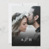 Invitation Photographie noir moderne élégante Monogramme Foli (Dos)