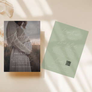 Invitation Photographie verte en un seul Baby shower