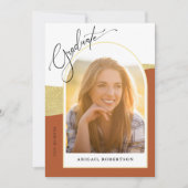 Invitation Photos Archées Terracotta & Gold Graduation Party (Devant)