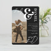 Invitation Photos caractères gras caractères arc noir mariage (Debout devant)