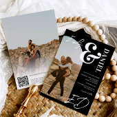 Invitation Photos caractères gras caractères arc noir mariage