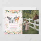 Invitation Photos d'anniversaire de Floral Horse (Devant)