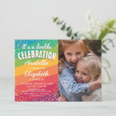 Invitation Photos d'anniversaire de mariage coloré (Debout devant)