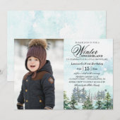 Invitation Photos d'anniversaire de naissance de la forêt d'O (Devant / Derrière)