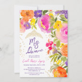 Invitation Photos d'aquarelle rose florale d'été Quinceanera (Devant)