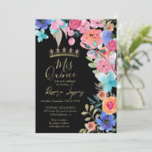 Invitation Photos d'aquarelle rose florale d'été Quinceanera (Debout devant)