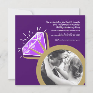 Invitation photos de bague en améthyste pour 6 ans de mariage