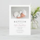 Invitation Photos de Baptême de Fille Élégante (Debout devant)