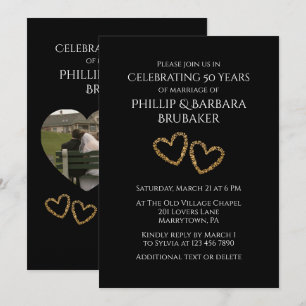 Invitation Photos de cœur Fête d'anniversaire de mariage de 5