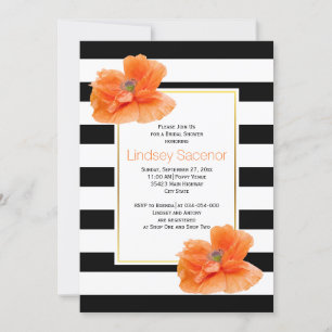 Invitation Photos de corail, noir blanc mariage douche nuptia