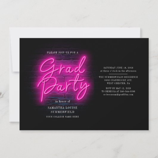 Invitation Photos de fin d'année Pink 2025 Graduation Party (Devant)