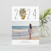 Invitation Photos de Graduation Tropicale de l'ananas floral (Debout devant)