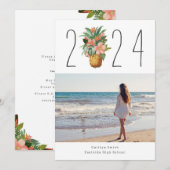 Invitation Photos de Graduation Tropicale de l'ananas floral (Devant / Derrière)