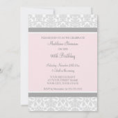 Invitation Photos de Gray Damask 90th Birthday Party Invitati (Dos)