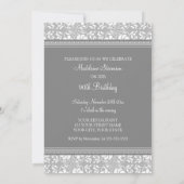 Invitation Photos de Gray Damask 90th Birthday Party Invitati (Dos)