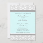 Invitation Photos de Gray Damask 90th Birthday Party Invitati (Dos)