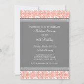 Invitation Photos de Gray Damask 90th Birthday Party Invitati (Dos)