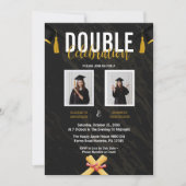 Invitation Photos de la fête de graduation Black Double Celeb (Devant)