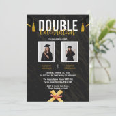 Invitation Photos de la fête de graduation Black Double Celeb (Debout devant)