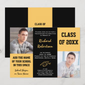 Invitation Photos de l'école noire et d'or (Devant / Derrière)
