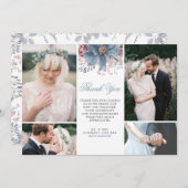 Invitation Photos de Mariage de couleur bleu et mauve (Devant / Derrière)